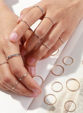 10 Pcs/Set 2020 Fashion Simple Design anillos Vintage Gold S