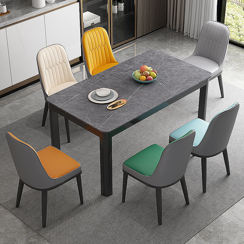 北欧长方形岩板餐桌椅组合小户型4人现代简约6人家用轻奢简易饭桌