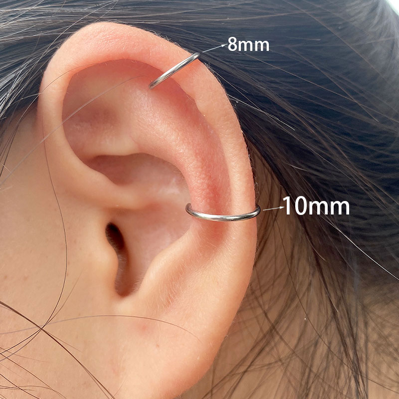 2022 New Punk 8/10mm Titanium Steel Lip Rings Cuff Clip on F