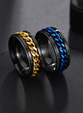 Rotate Rotating Anxiety Fidget rings Titanium Stainless Stee