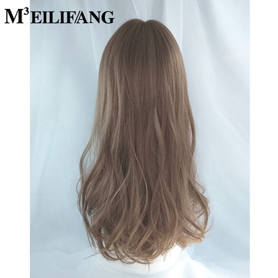 新美立方假发女软妹微卷中长卷发自然蓬松全头套空气刘海网红锁骨