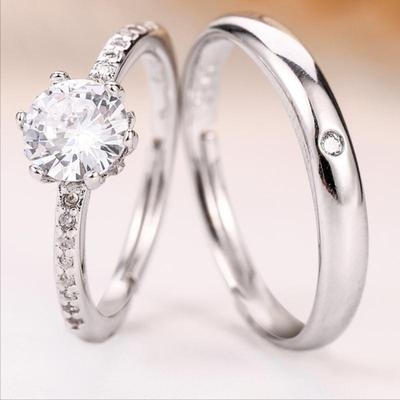 A 婚戒假仪式对戒结婚典礼当天用的交换戒指道具仿真钻戒可调节一