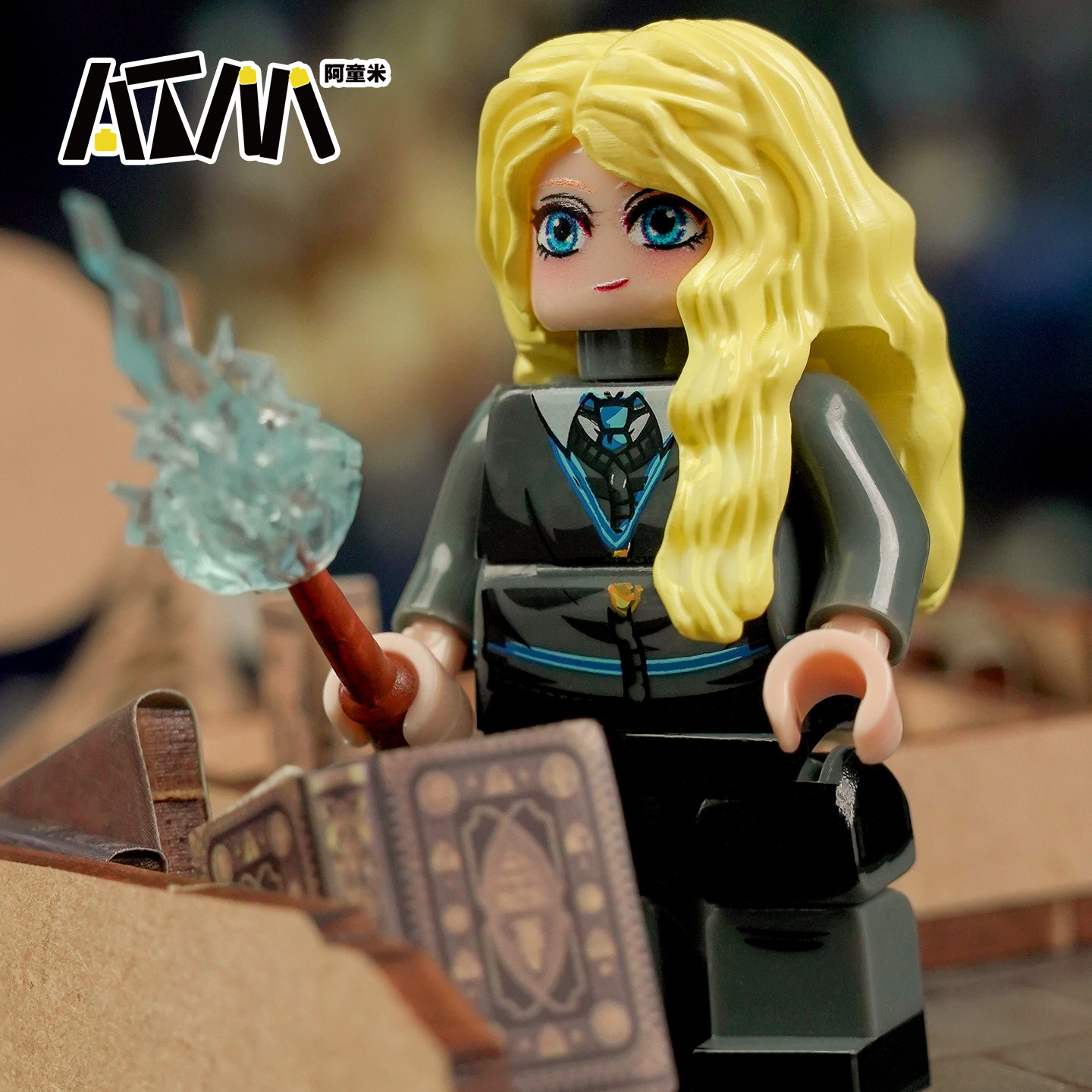 哈利波特系列周边霍格沃兹城堡乐高人仔卢娜魔杖手办积木玩具模型