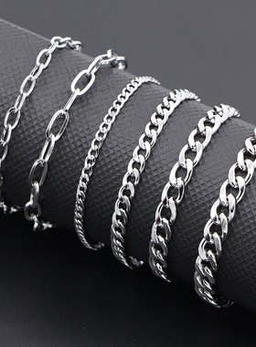 3-7mm Simple Stainless Steel Men Curb Cuban Chain Fashion