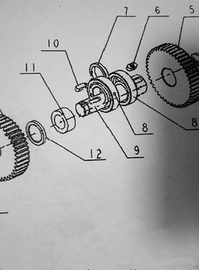321标准机倍捻机齿轮箱配件 0884A捻度轮轴,0893齿轮z=40,E6206