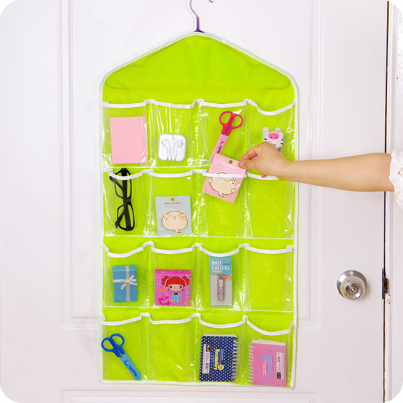 衣柜透明16格门后收纳挂袋 墙上壁挂式饰品储物袋多层杂物收纳袋
