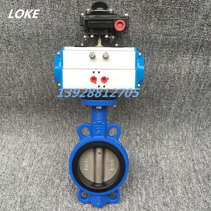 D671X-16气动对夹式衬胶蝶阀 气动四氟蝶阀DN5080100150200250300