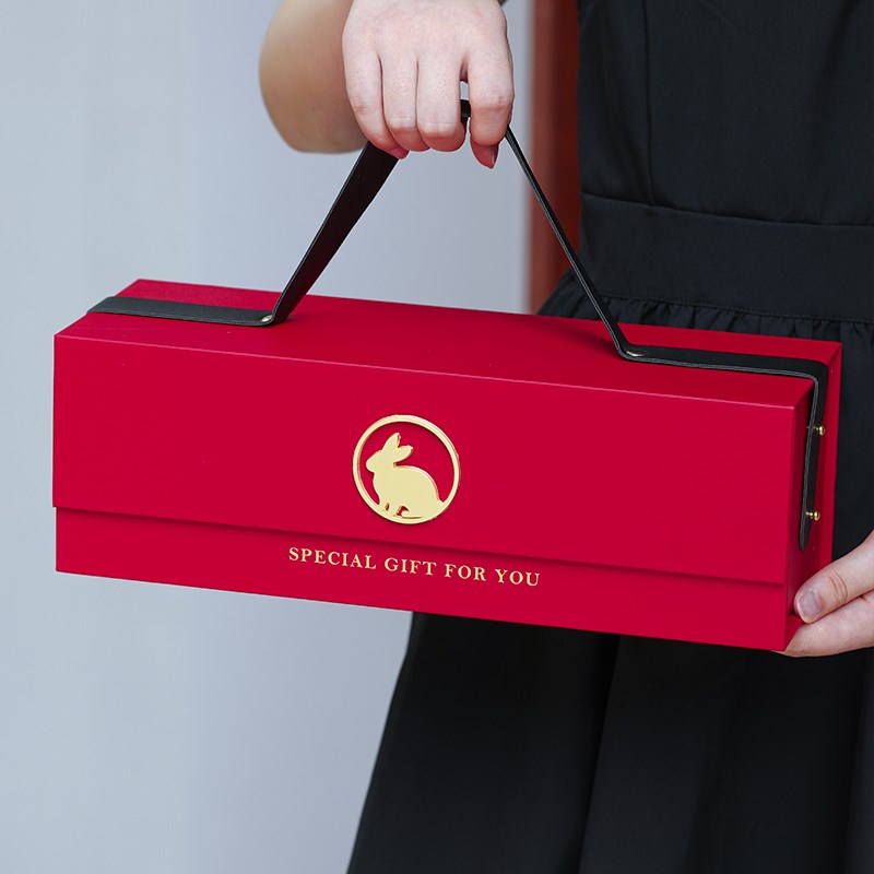 月饼包装盒礼盒中秋节送礼高档手提盒子红色双层冰皮蛋黄8粒空盒