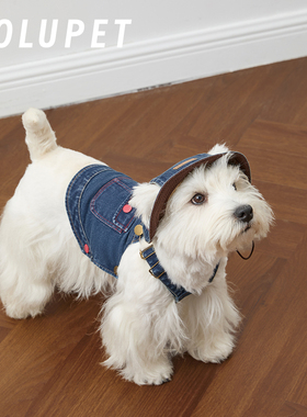KOKI狗狗衣服春夏牛仔背带帽子套装小型犬泰迪西高地马尔济斯