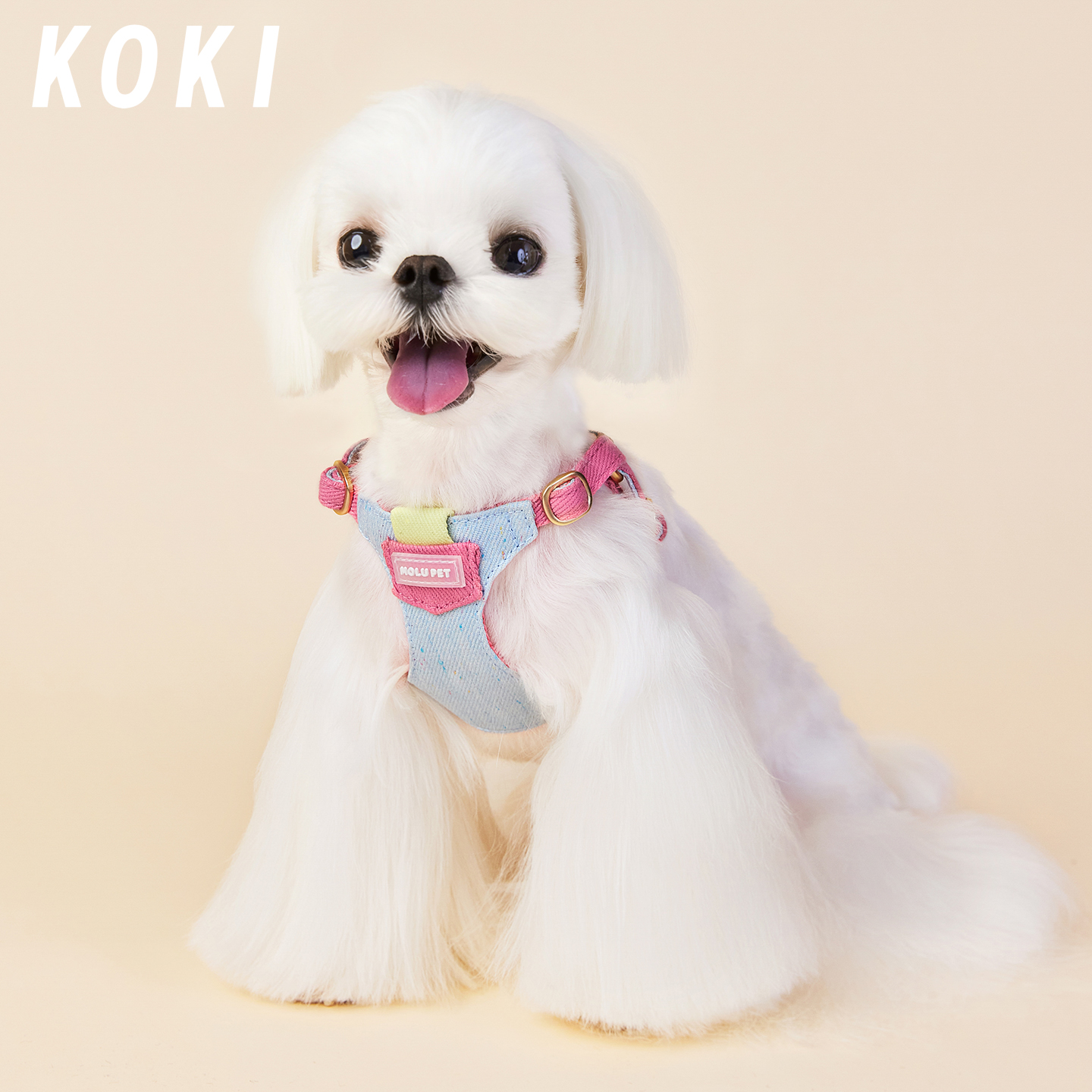 molu pet狗狗牵引绳小型犬牛仔狗绳遛狗绳背心式泰迪防挣脱胸背带