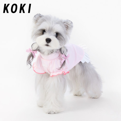 KOKI宠物凉凉衣花边裙子夏季冰丝防晒公主裙高弹透气荷叶边雪纳瑞
