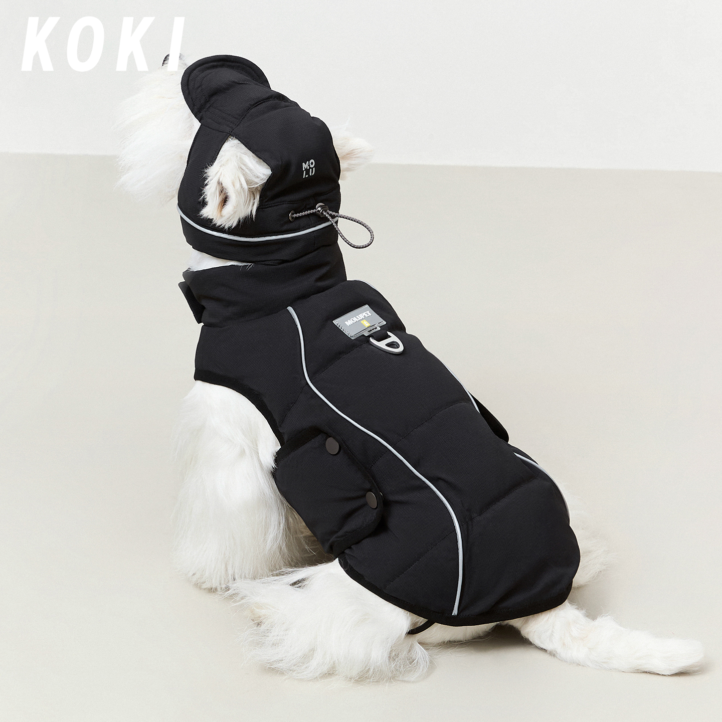KOKI宠物羽绒服90白鹅绒秋冬保暖技能防风防寒冬季连帽中小型犬