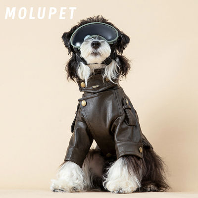 KOKI宠物原创皮衣外套秋冬新款复古PU中小型机车工装猫咪中小型犬