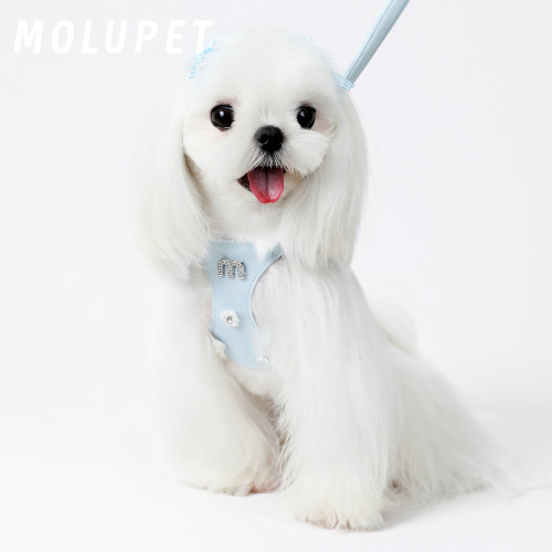 MOLU PET狗狗牵引绳闪钻花小型犬狗绳子遛狗绳背心式防挣脱胸背带