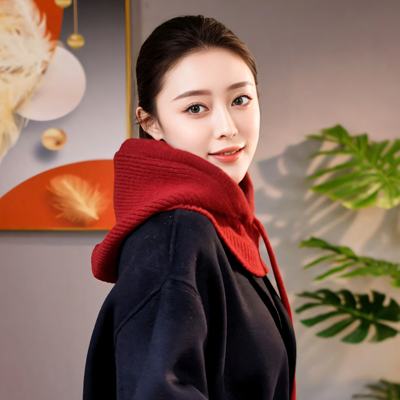 秋冬季拉法帽女保暖2025新款时尚洋气抽绳针织套头帽帽子围脖一体