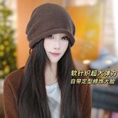 素颜针织卷边抽绳堆堆帽秋冬保暖2025新款 百搭显脸小包头帽子 时尚