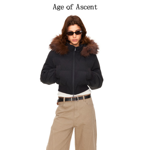 10.10上新Age of Ascent 90白鸭绒黑色拉长比例连帽短款羽绒服
