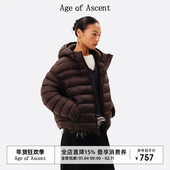 Age 排骨羽绒服加厚外套 三防轻量透气90白鸭绒连帽短款 Ascent