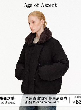 Age of Ascent 90白鸭绒可拆卸仿羊羔绒夹领保暖羽绒服外套