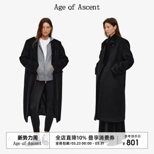 50羊毛圆领宽肩双排扣双面呢大衣外套女 Ascent Age