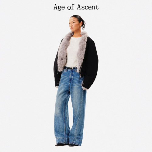 Age of Ascent 懒人穿搭强推重工水洗实穿分割翻边休闲直筒牛仔裤