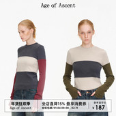 Ascent 复古撞色拼接袖 Age 套造型感修身 显瘦发热绒圆领内搭