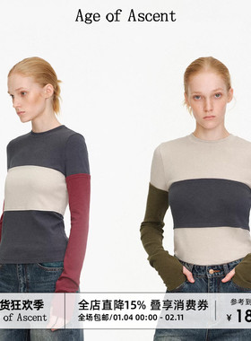 Age of Ascent 复古撞色拼接袖套造型感修身显瘦发热绒圆领内搭