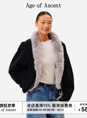 Age of Ascent 撞色翻领沙卡版型廓系穿搭宽松御寒保暖毛外套夹克