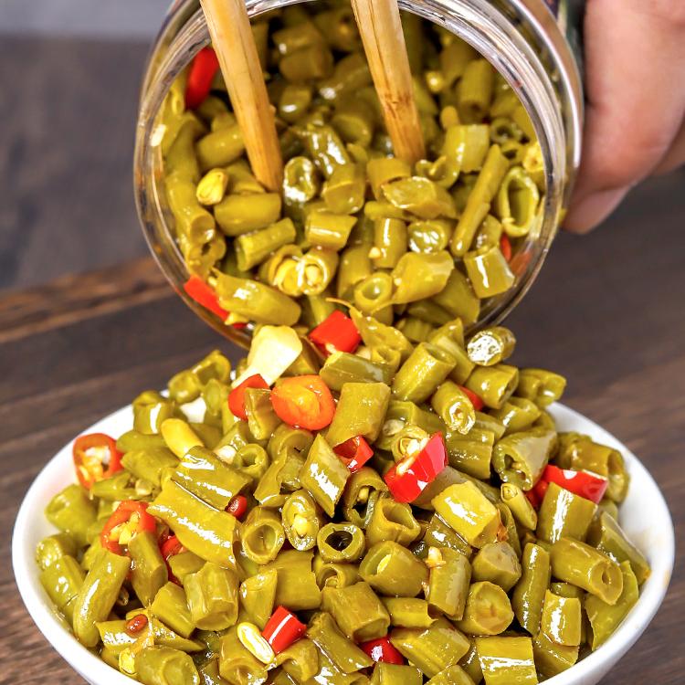 酸豆角500g瓶装酸辣豆角开盖即食开味下饭菜咸菜香辣豇豆