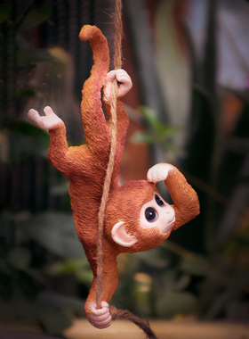 创意动物可爱卡通小兔子秋千摆件庭院户外花N园阳台吊件树脂装饰