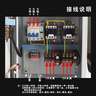 三相一用一备水泵浮球控制箱220全自动液位排抽水Q箱抽排污泵7.5K