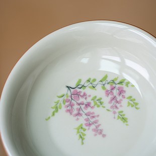 画续草木灰手绘紫藤花壶承小干泡台茶盘茶I具托盘家用陶瓷2024新