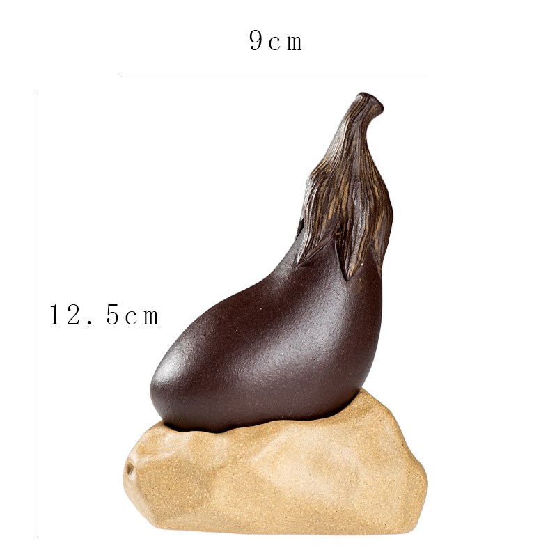 茶宠紫砂b茄子摆件前程似锦紫气东来雕塑茶盘装饰小件精美茶礼品图片