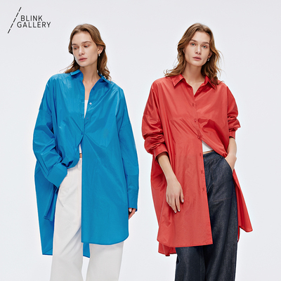 BLINK/「步履不停」纸片人易打理廓形衬衫连衣裙女士光泽感春秋
