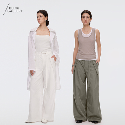 BLINK/凉感天丝压褶阔腿裤通勤防晒薄款休闲裤长裤女