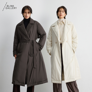 BLINK/环保再生纺棉+90白鹅绒超轻风衣羽绒服西装大翻领大衣外套