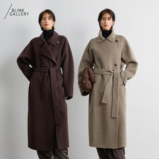 BLINK/南美ALPACA羊毛羊绒长款茧型廓形长款双面呢浴袍大衣