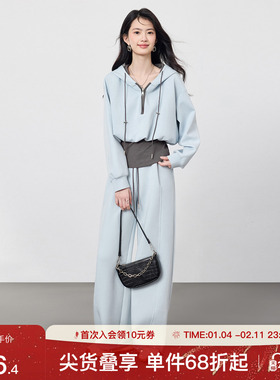 SeRina Blue2025秋季新款假两件卫衣套装休闲卫裤女运动风两件套