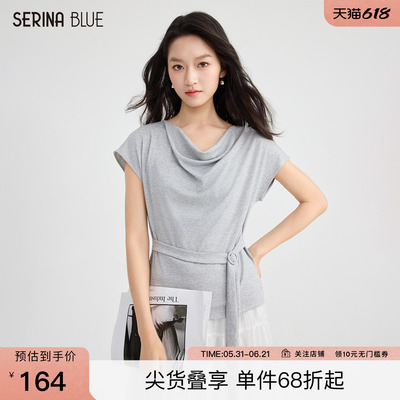 SeRinaBlue新款荡领女士短袖t恤