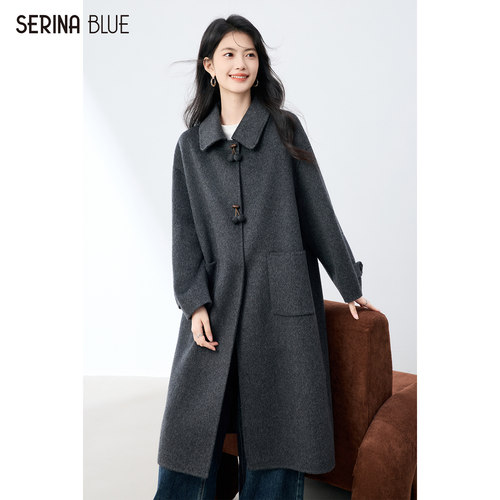 SeRinaBlue女士中长款羊毛大衣