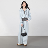 女运动风两件套 SeRina 假两件卫衣套装 Blue2025秋季 休闲卫裤 新款