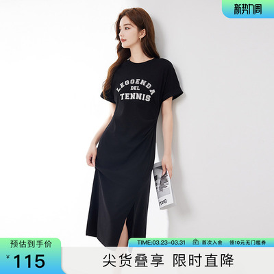 SerinaBlue沙芮娜黑色短袖T恤裙