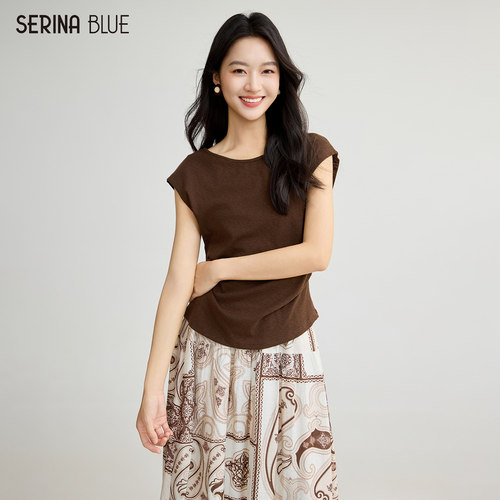 SeRinaBlue女士t恤碎半身裙套装