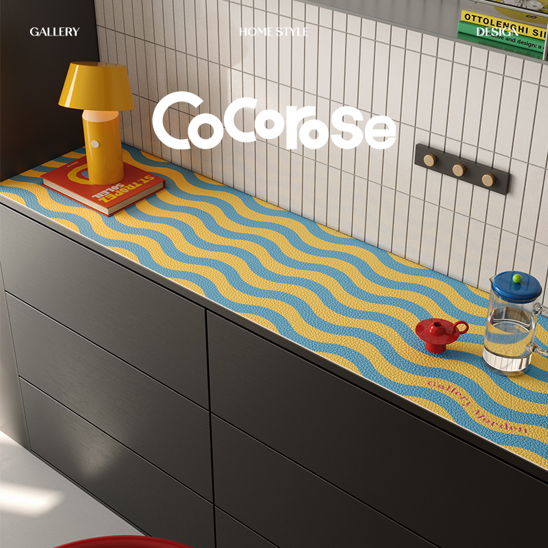 多巴胺餐边柜保护垫皮革桌垫波浪