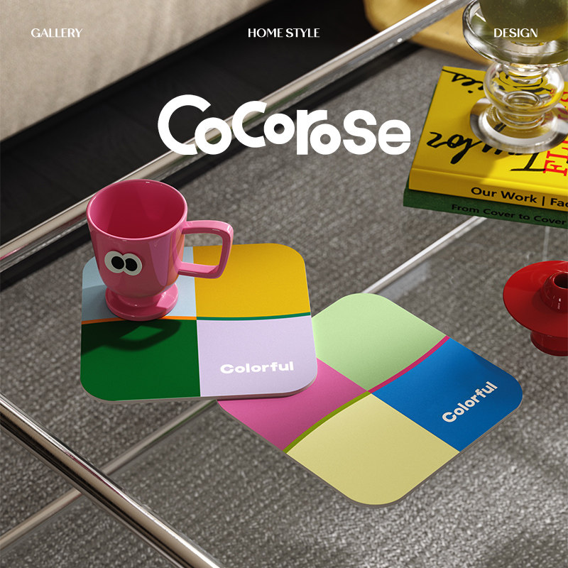 几何浪涌现代简约多巴胺方形会议室吸水茶杯垫沥水碗盘隔热防烫垫,居家布艺,餐垫,淘宝优惠券,粉丝福利购,淘宝优惠卷