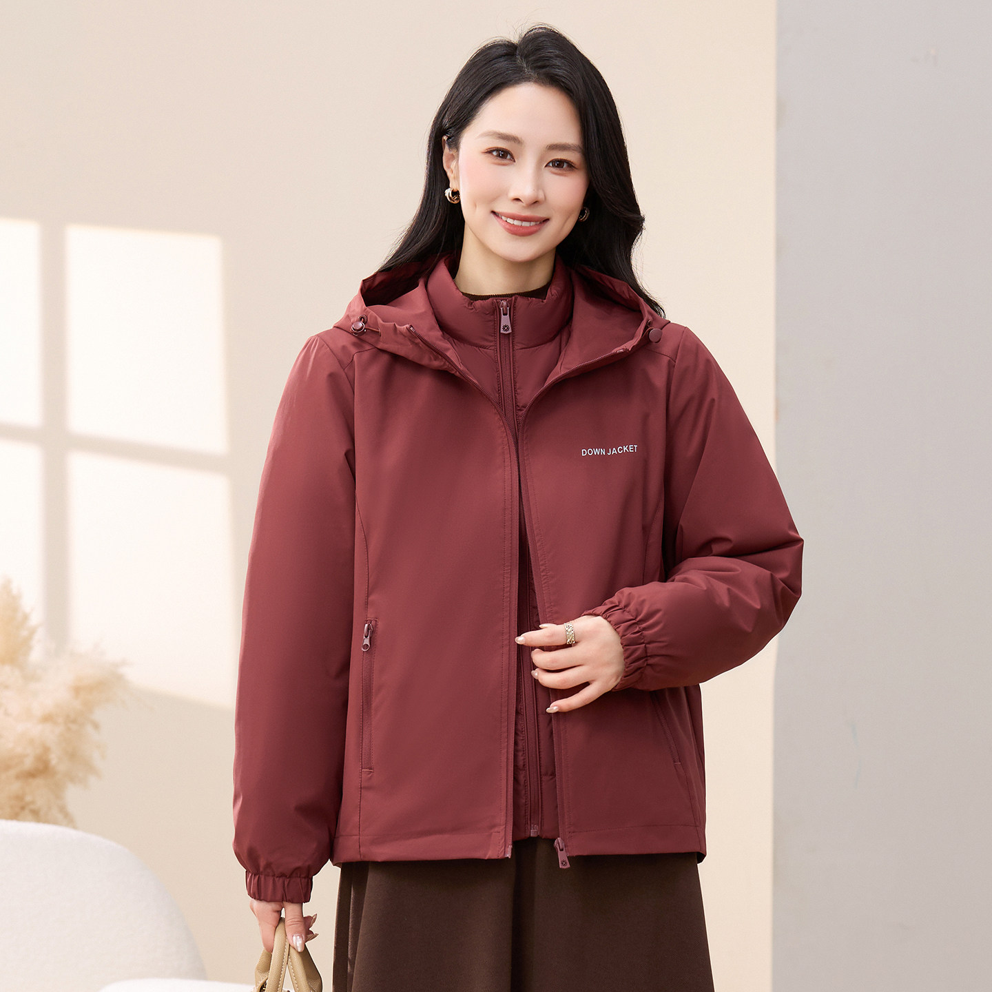 两件套时尚短款羽绒服外套潮女