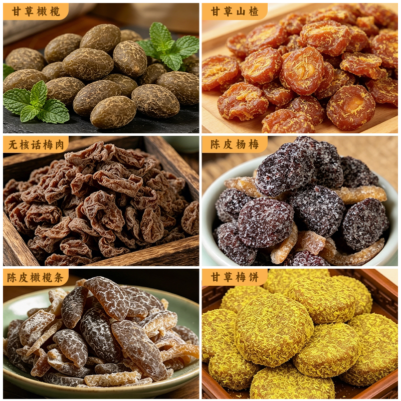 海威迩袋装蜜饯果脯陈皮橄榄条杨梅甘草山楂橄榄话梅肉梅饼零食
