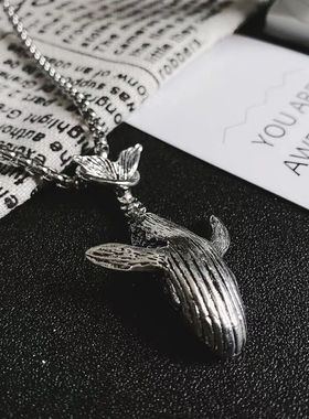 Charm Blue Whale Jumping Pendant Necklace Fashionable Men an