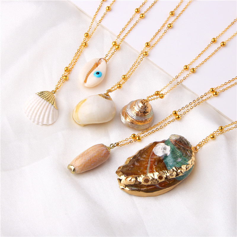 Boho Conch Shells Necklace Sea Beach Shell Pendant Necklace