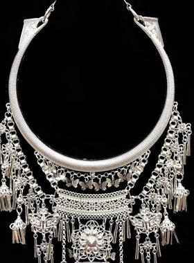 项圈民族苗族风苗银演出项链新款饰品夸张云南大女拍摄服装银饰长